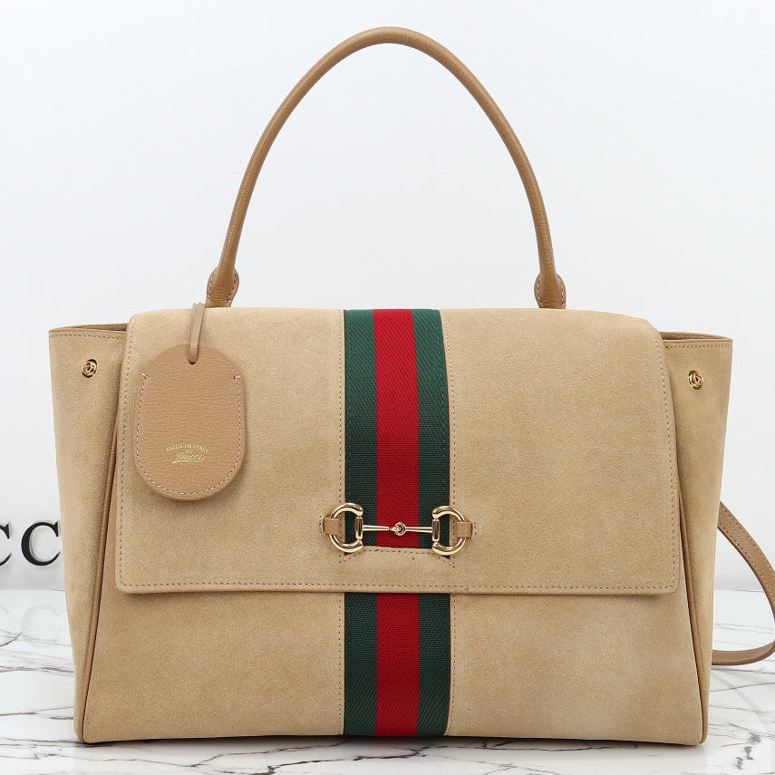Gucci 2026 Paparazzo Shoulder Bag 37cm Beige Red Green Leather