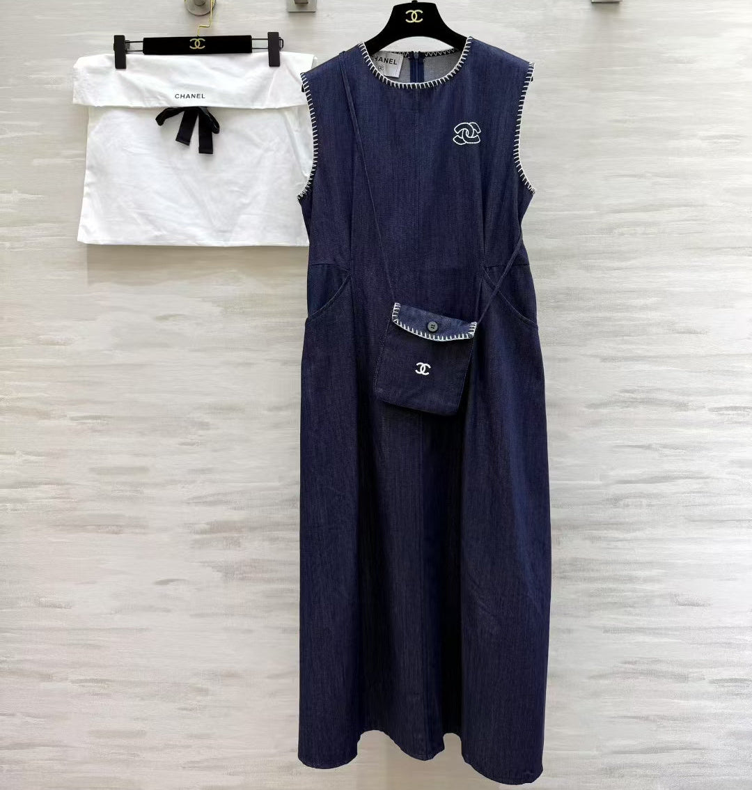 Chanel 2026 Mini Backpack Vest Dress Blue Cotton 408534