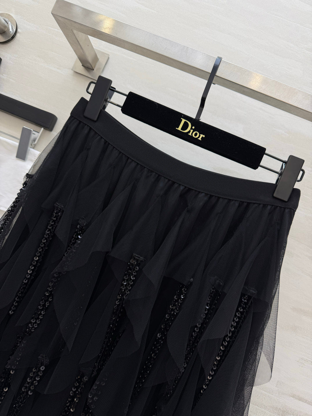 Dior 2026 Tulle Skirt Black And Beige Lace Cotton 412090