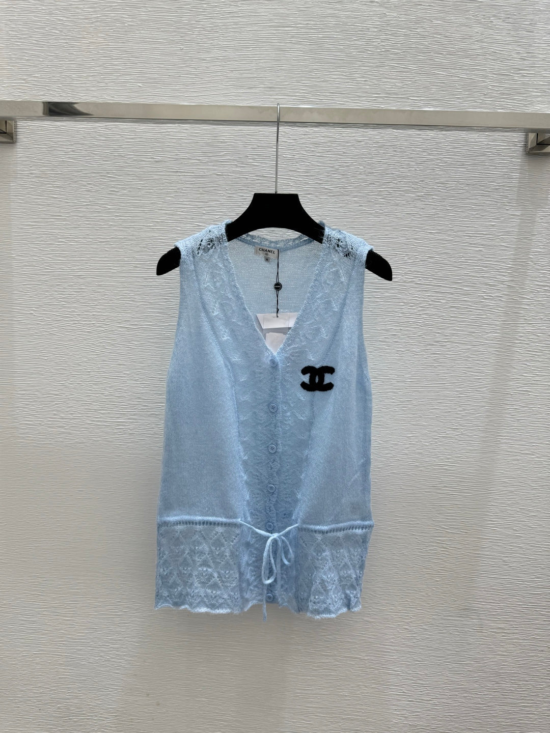 Chanel 2026 Knit Lace Camisole Blue and White Wool Acrylic