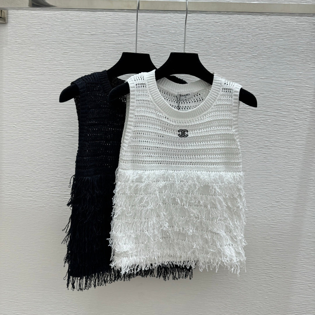 Chanel 2026 Tassel Knit Vest Cotton 264003