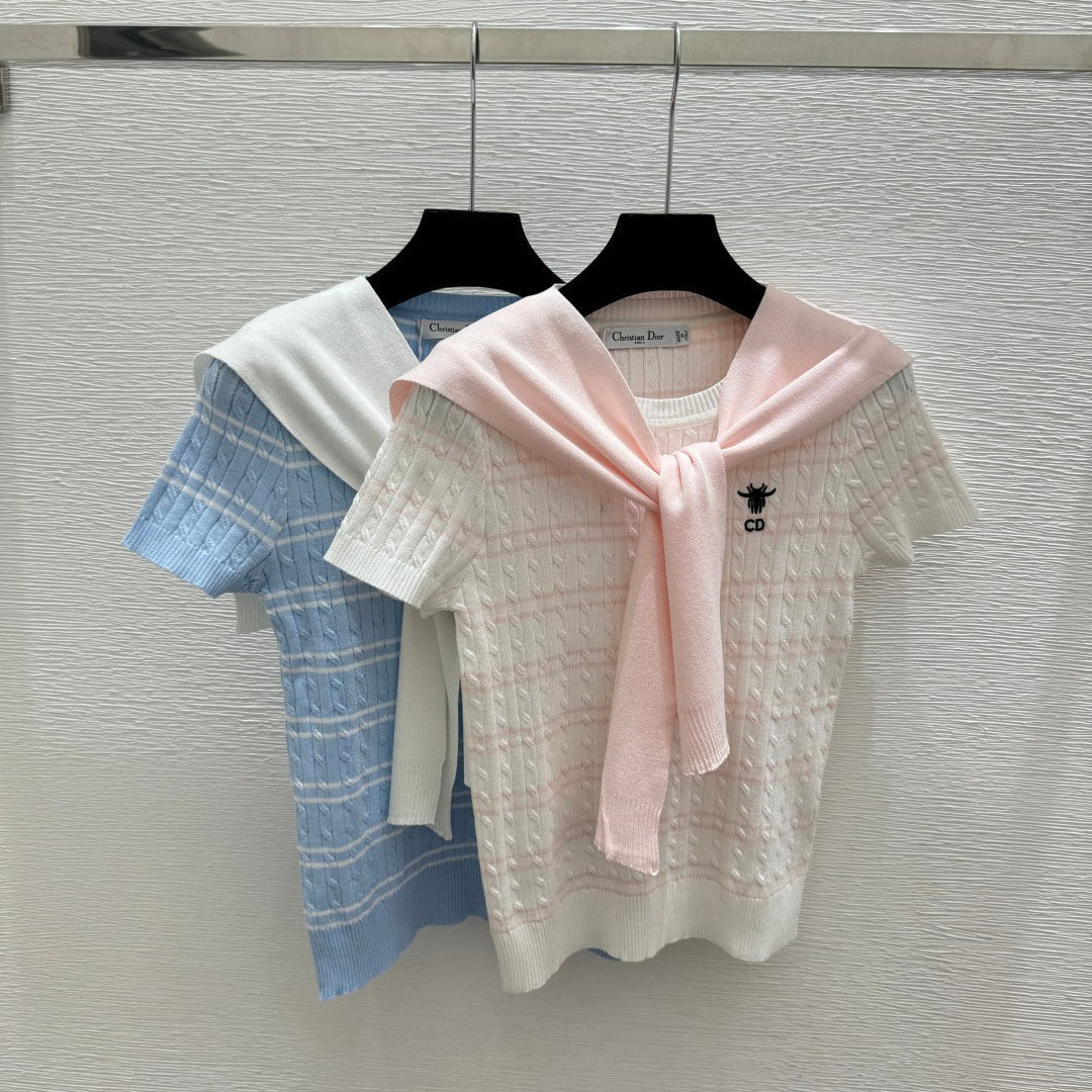Dior 2026 Short-Sleeve Shirt with Scarf Wool 525428
