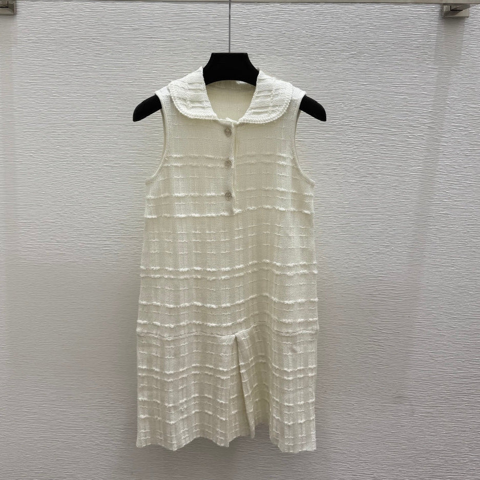 Chanel 2026 Knitted Vest Dress White Cotton 731303