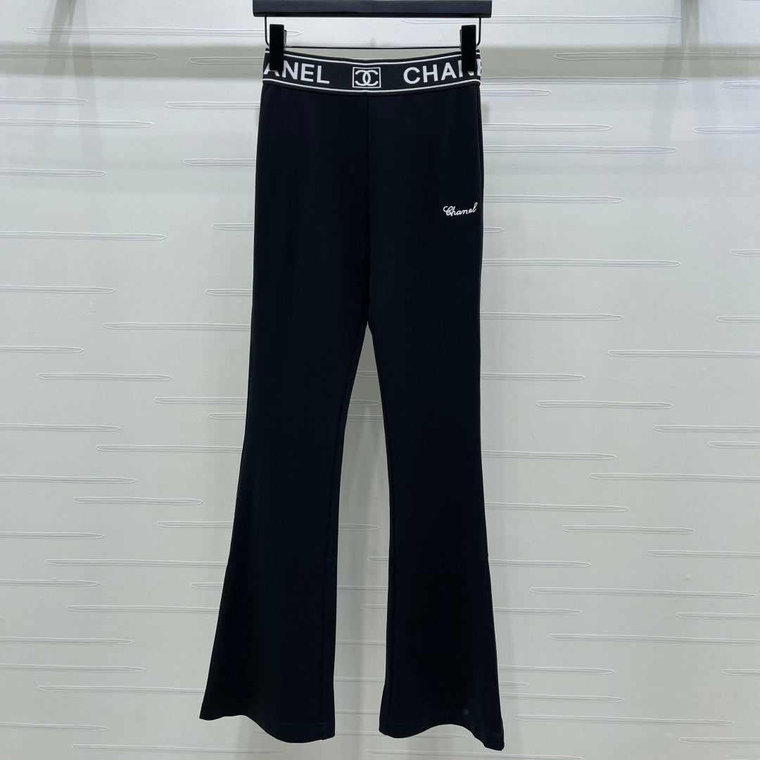 Chanel 2026 Webbing Letter Flared Pants Black Polyamide Rayon 376052