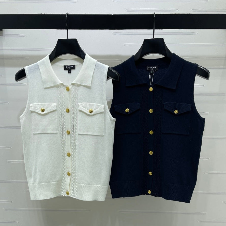 Chanel 2026 Collared Knit Vest Wool 390686