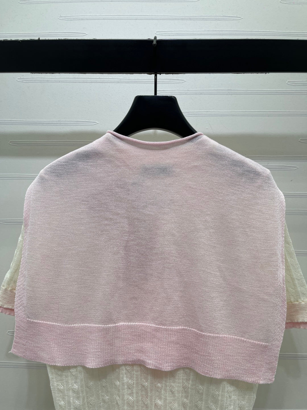 Miumiu 2026 Shawl Striped Knit Short Sleeve Tencel 397433