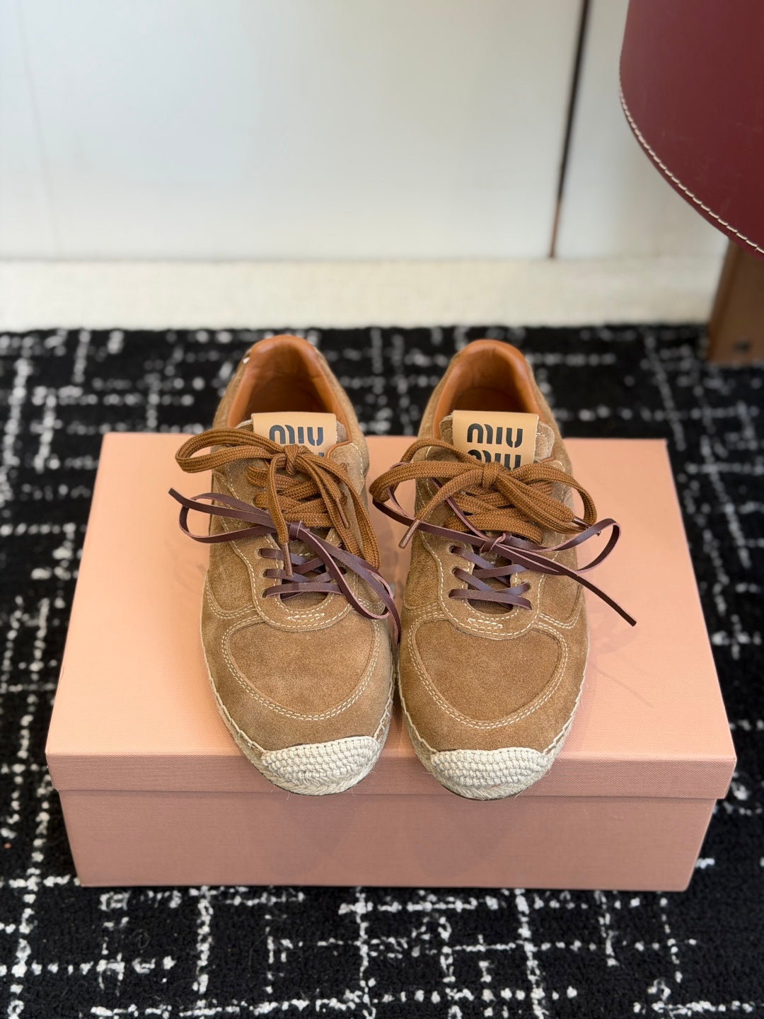 Miu Miu 2026 Espadrille Sneaker Brown Suede Woven 621338