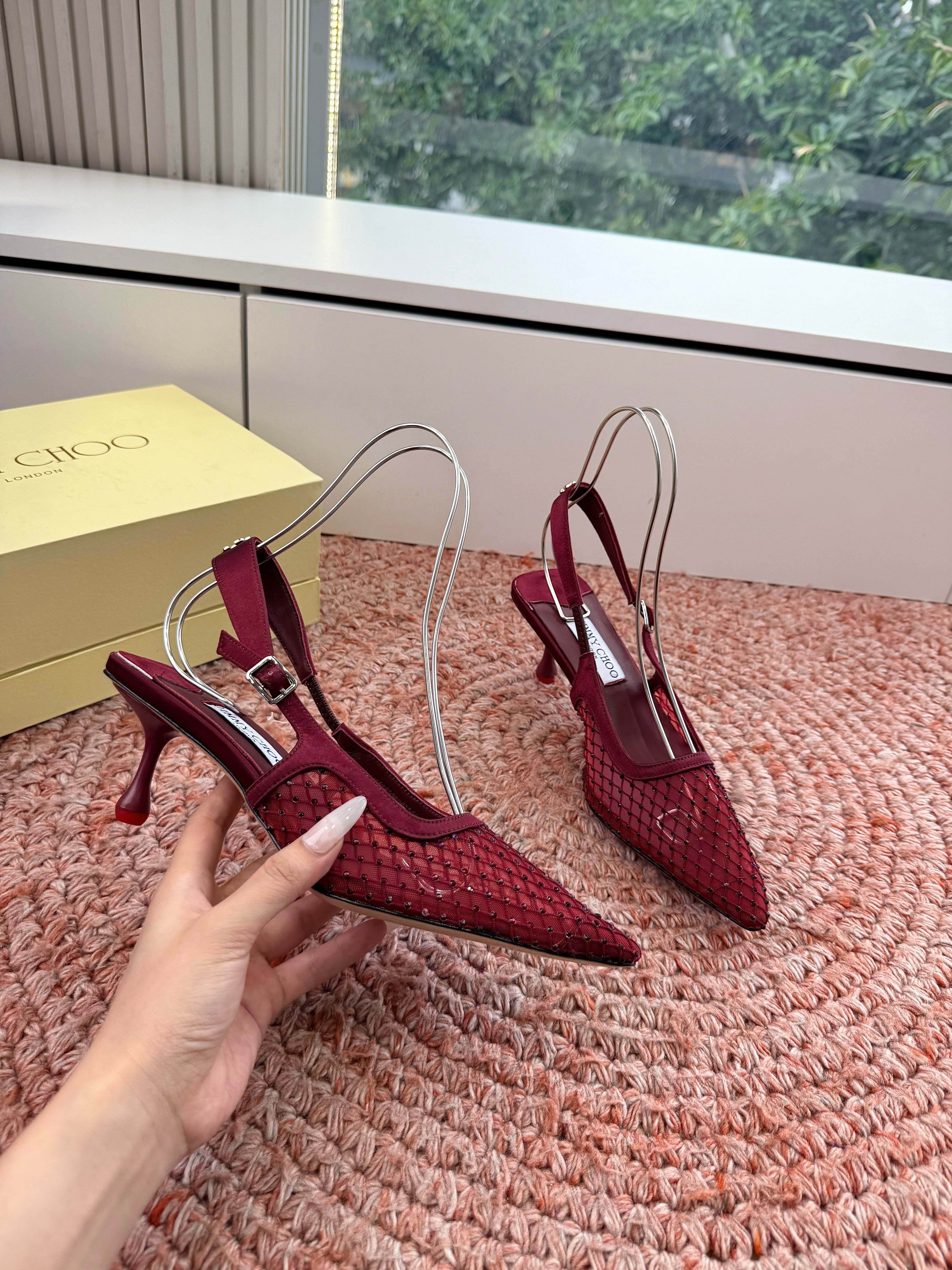 Jimmy Choo 2026 Amel Crystal-Embellished Slingback 50mm Silk 916780