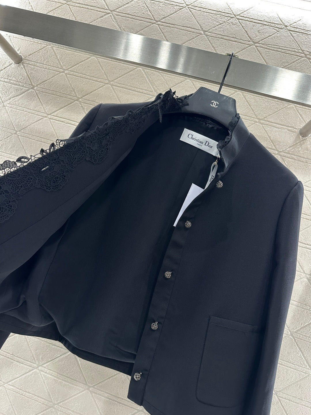 CD 25 Floral Embroidered Lapel Blazer Wool And Silk