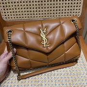 YSL Loulou Puffer Quilted Bag Brown Gold Lambskin  338793