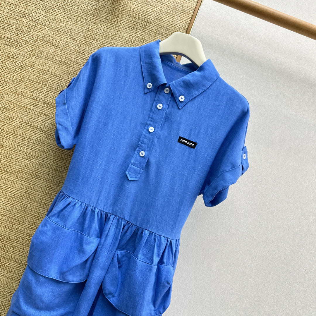 Miumiu 2026 Workwear Pocket Shirt Dress Cotton 514120