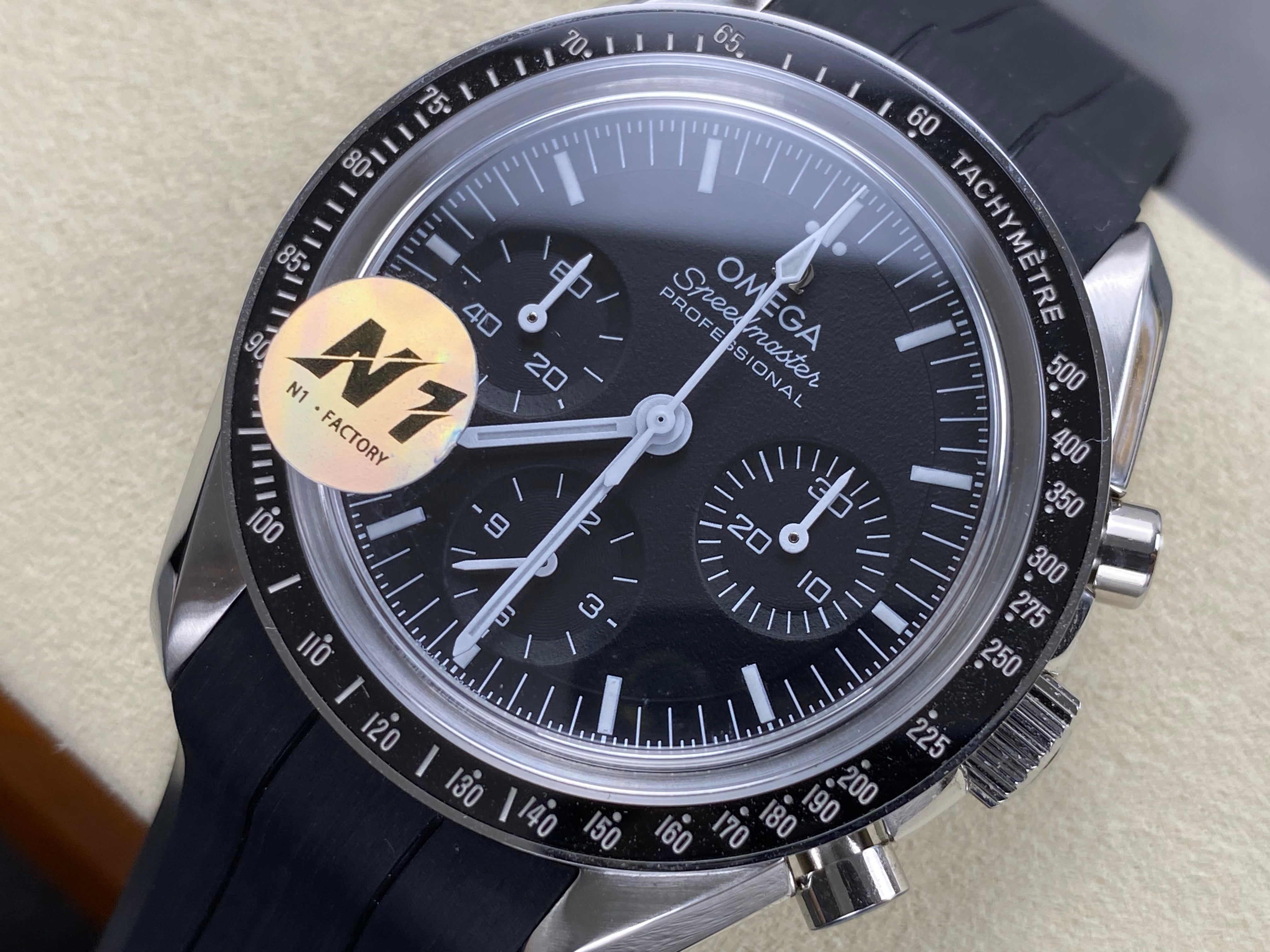 Omega Speedmaster Professional Moonwatch 42mm Black Dial Black Rubber Strap