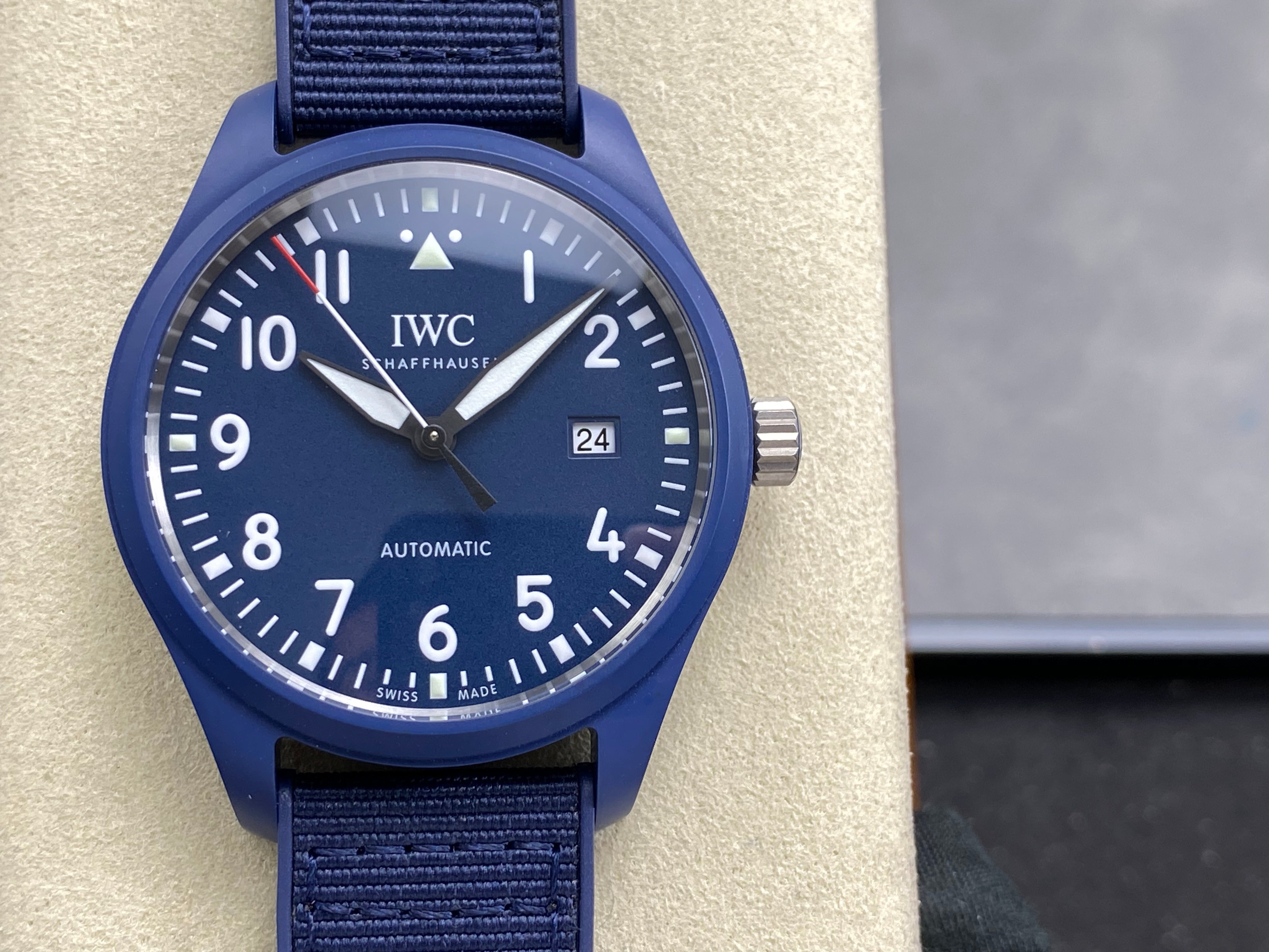 IWC Pilot's Mark XVIII 41mm Dark Blue Dial Rubber  Strap