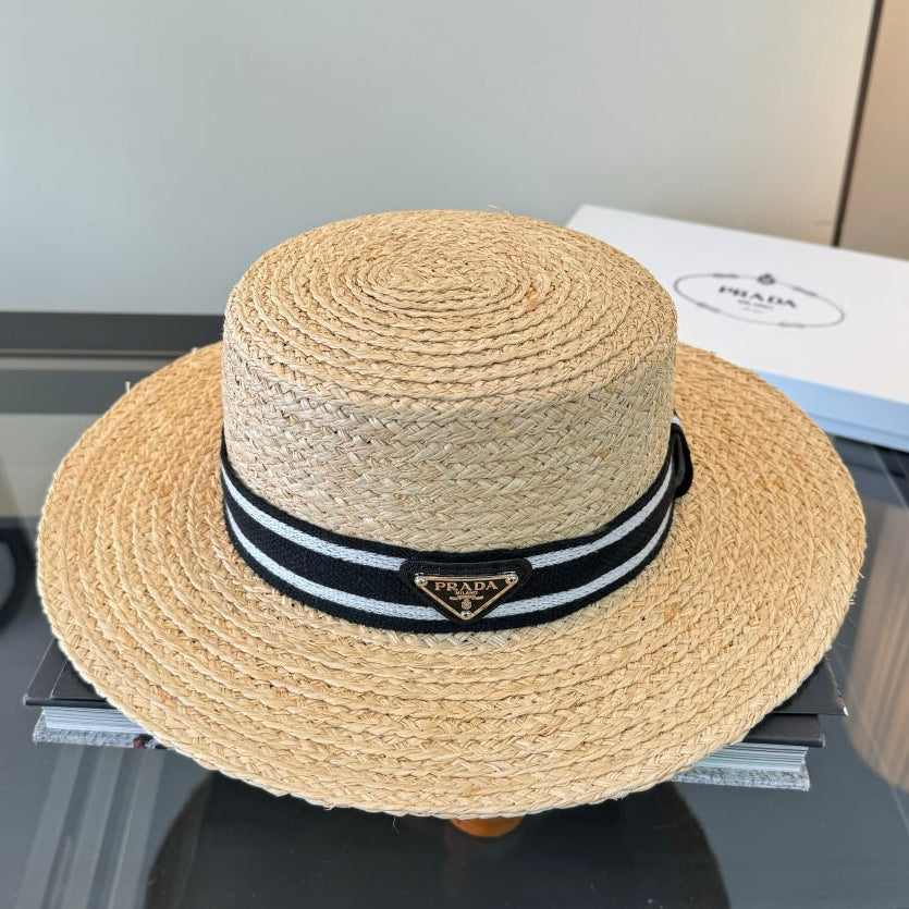 Prada Flat-top Straw Hat 360776