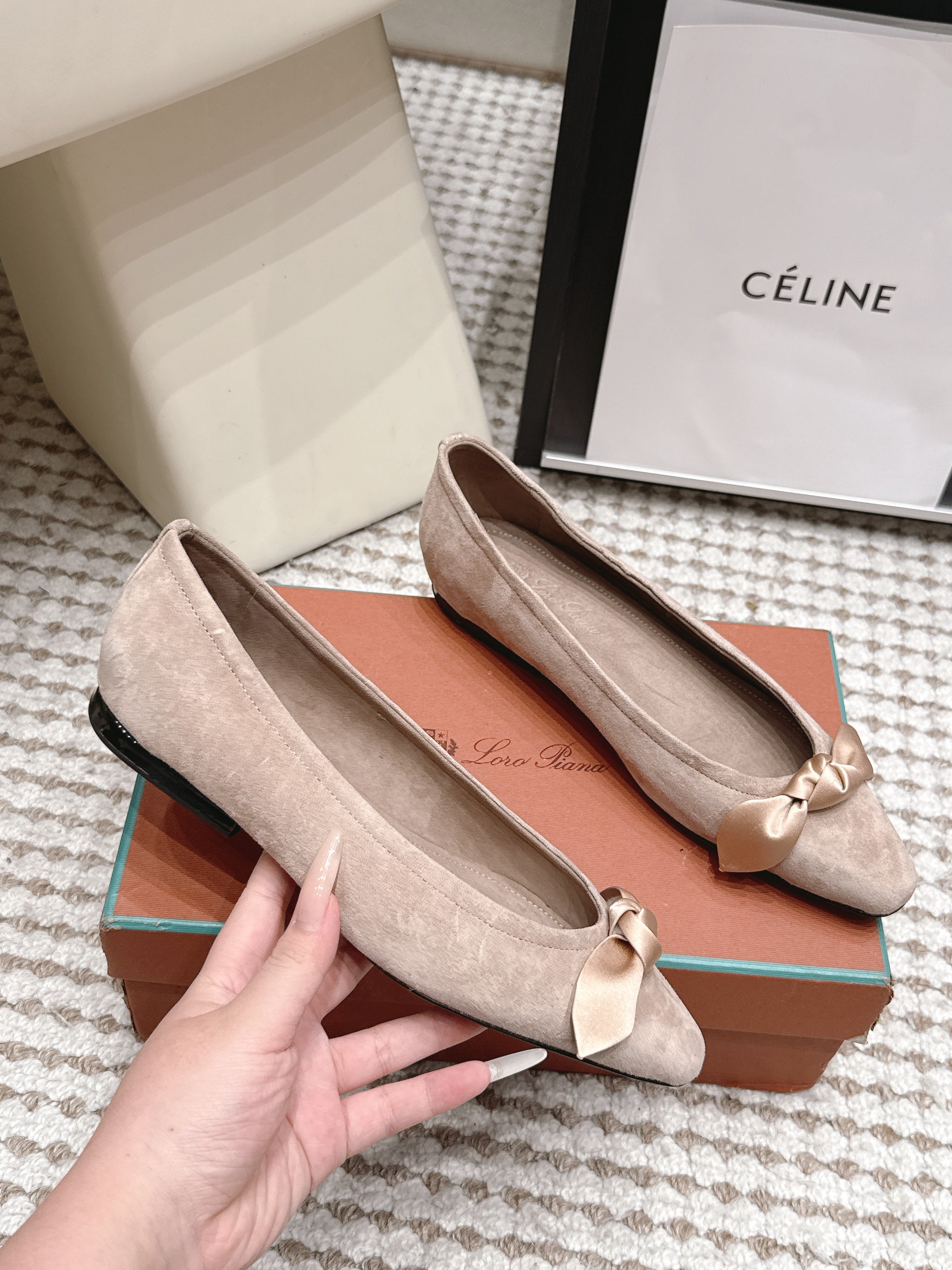 Loro Piana 2026 Bow Ballet Flat Suede 930997