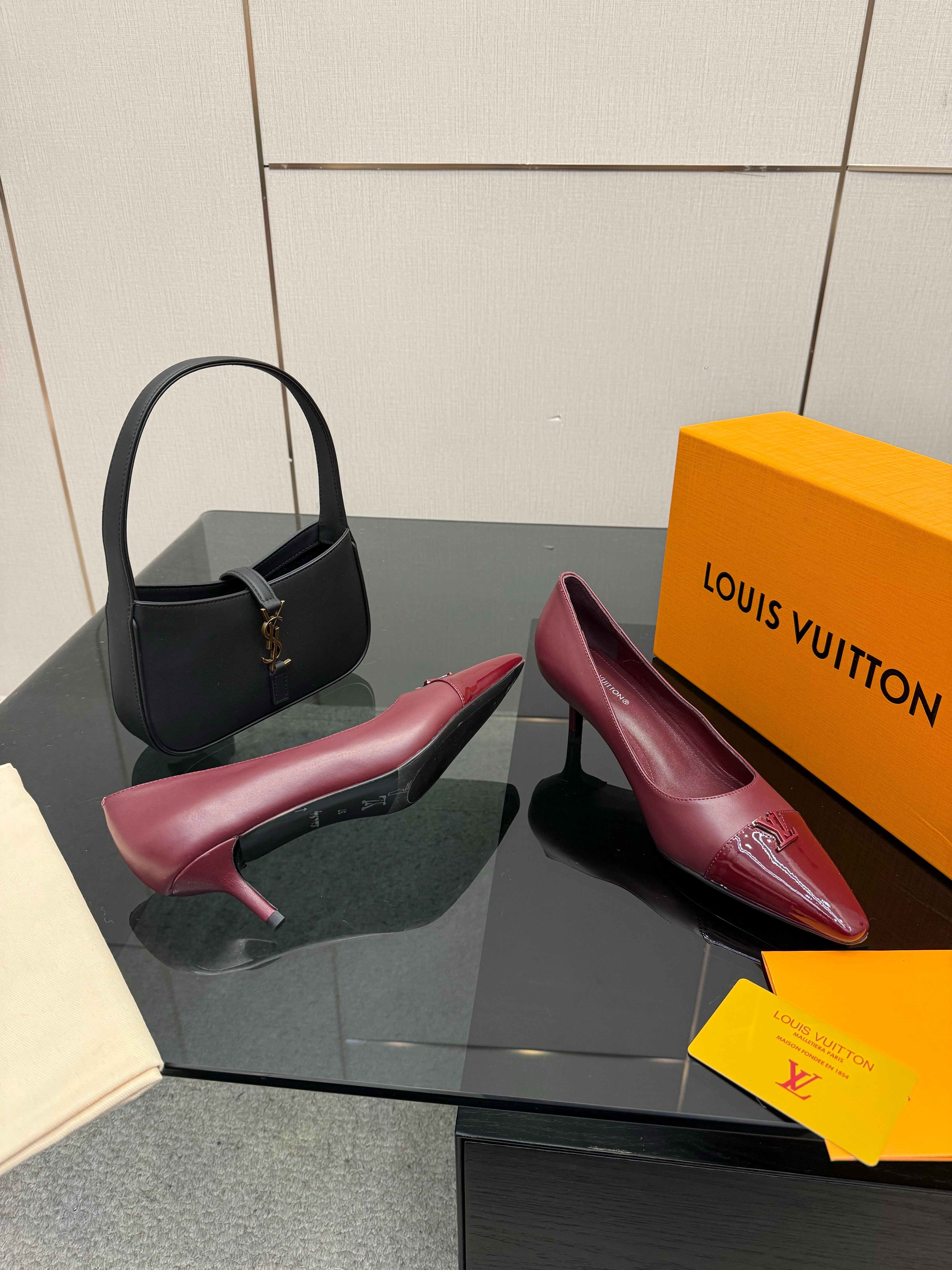 LV 26ss Heel Pump 55 Burgundy Patent Leather 629627