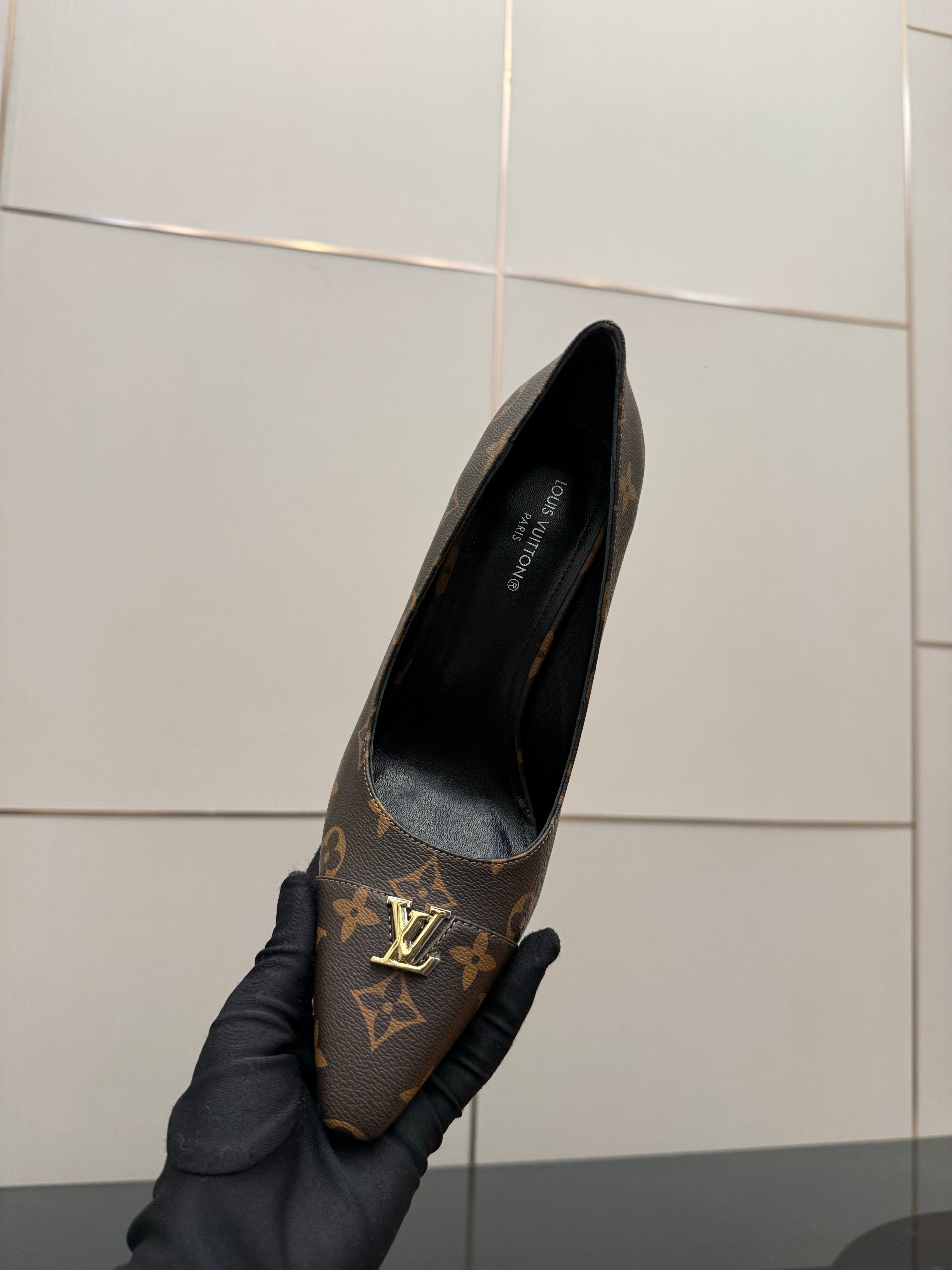 LV 26ss Heel Pump 90 Brown Monogram Calfskin 629632