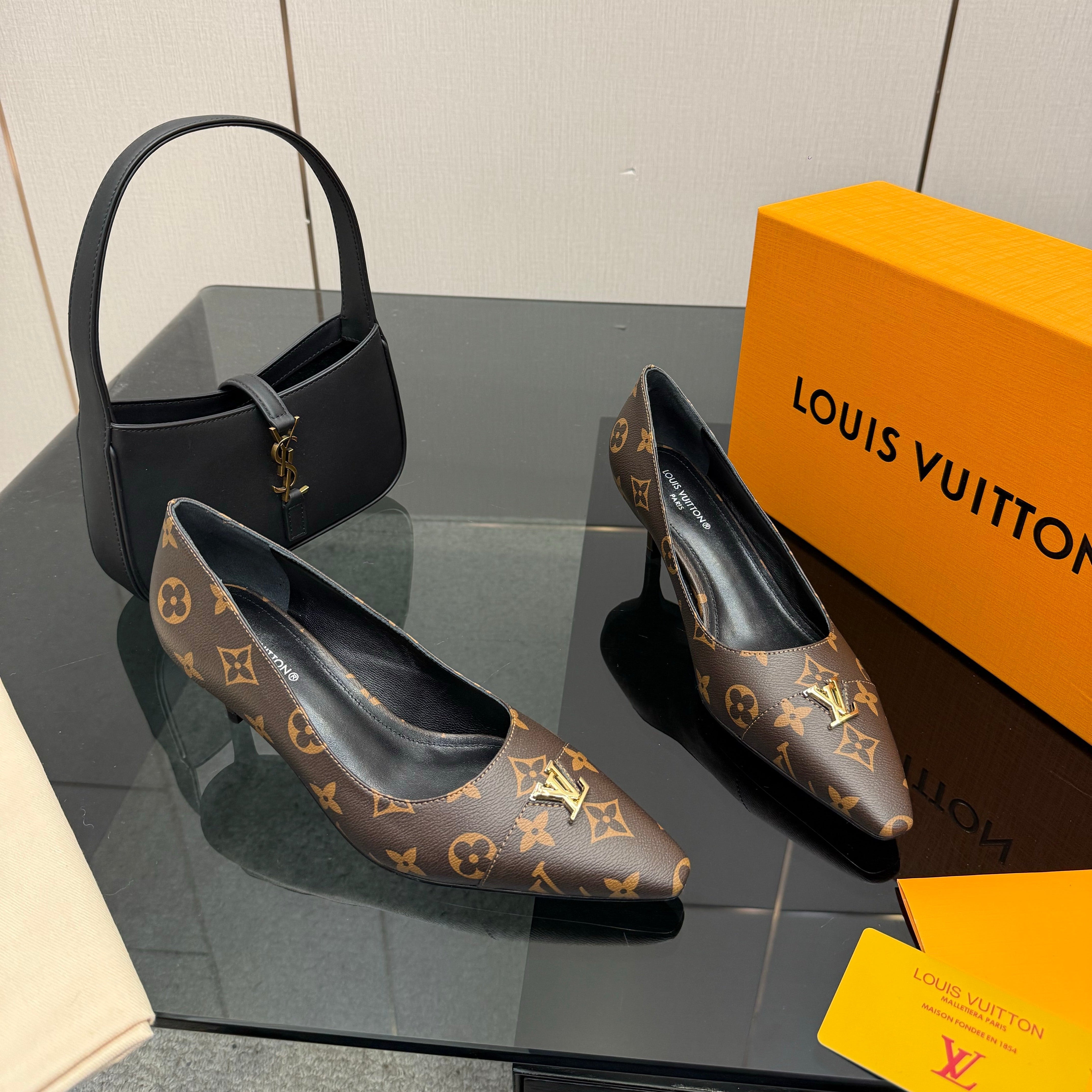 LV 26ss Heel Pump 55 Brown Monogram Calfskin 629633