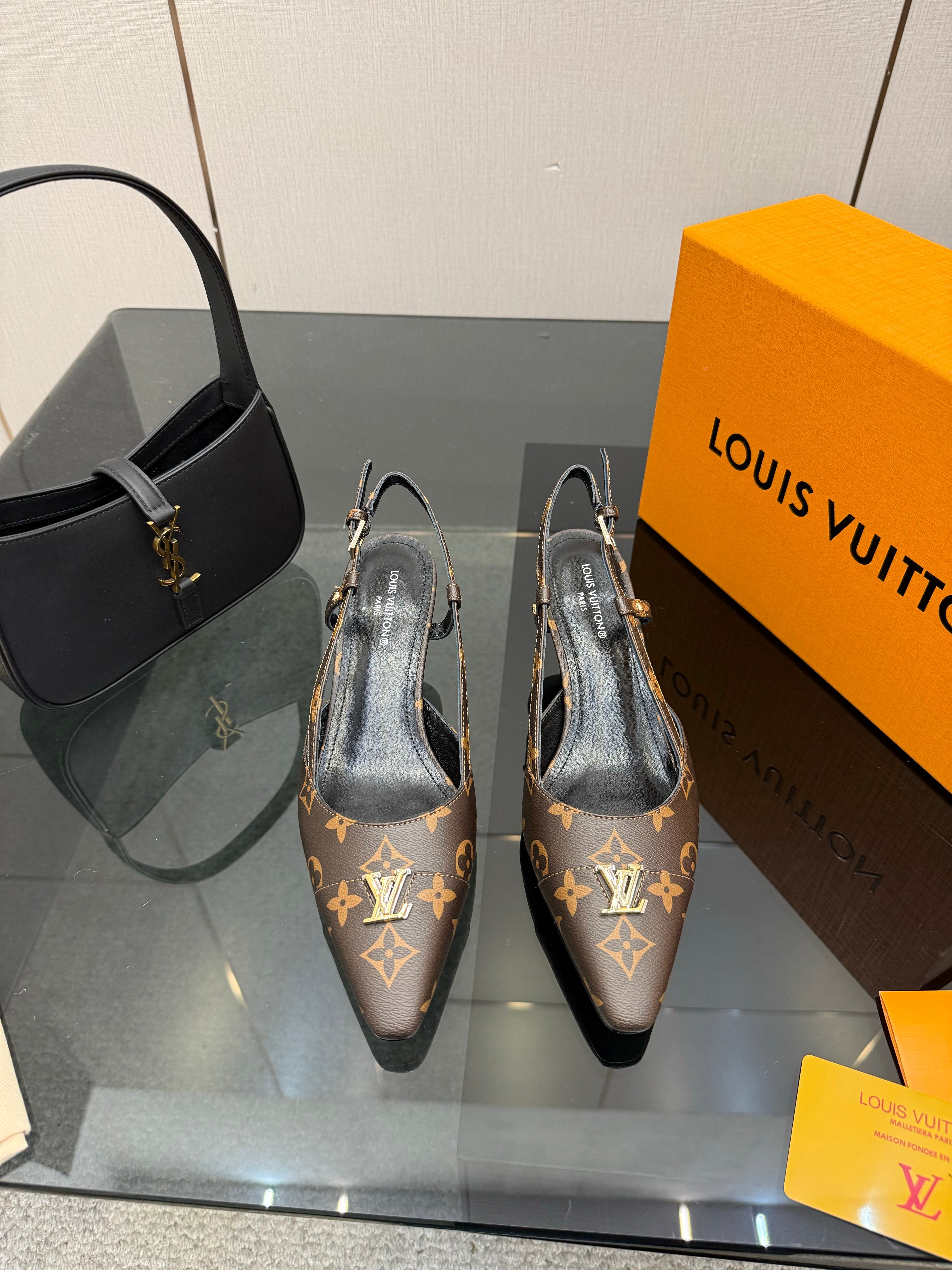 LV 26ss Slingback 55 Brown Monogram Calfskin 629641
