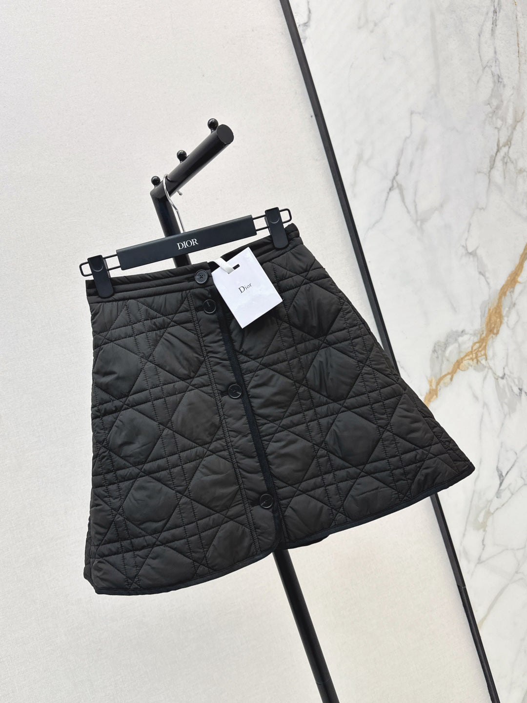 CD 25 Plaid Quilted Lapel Set Black Cotton