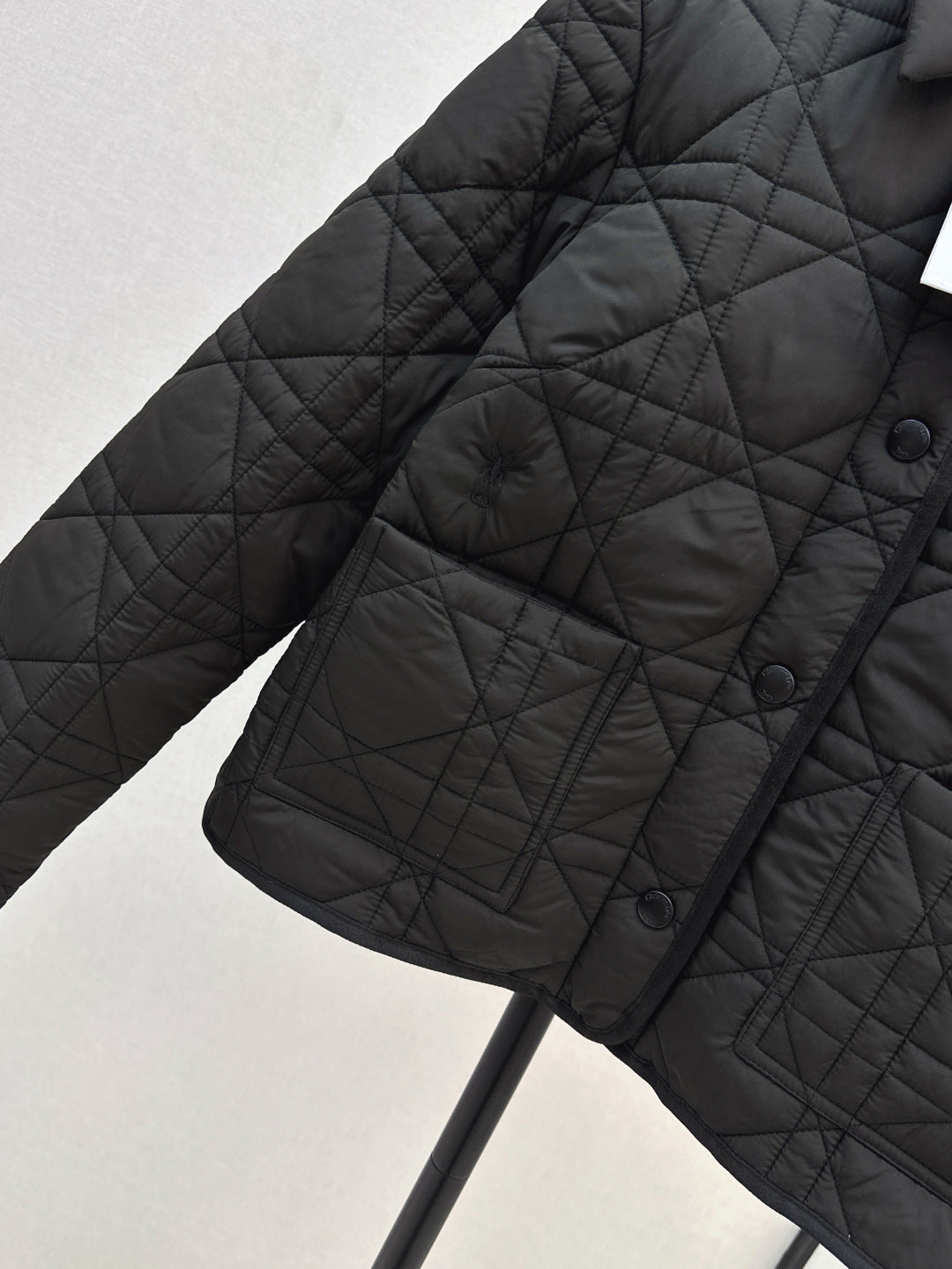 CD 25 Plaid Quilted Lapel Set Black Cotton