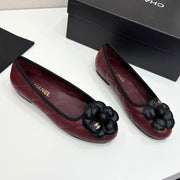 CC 25 Ballet Flat Flower Quilted Calfskin