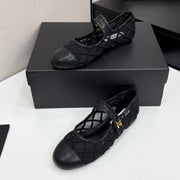 CC 25 Mary Jane Black Mesh Calfskin