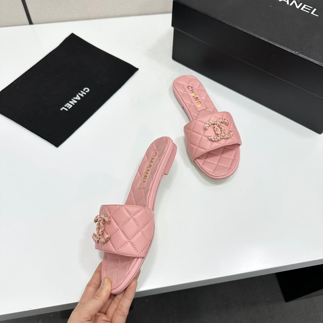 Chanel 2026 Double C Quilted Sandal Tweed Lambskin 894808