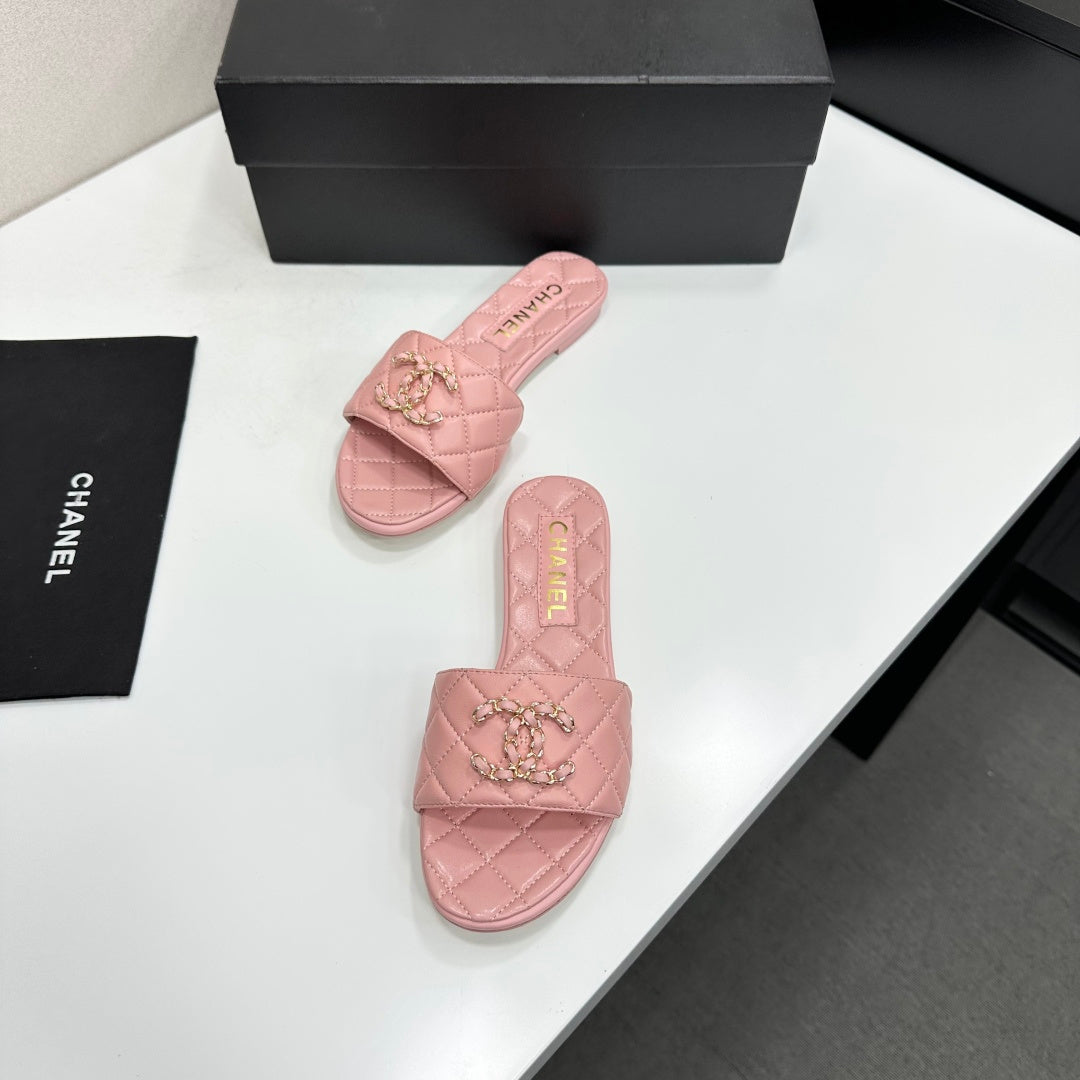 Chanel 2026 Double C Quilted Sandal Tweed Lambskin 894808