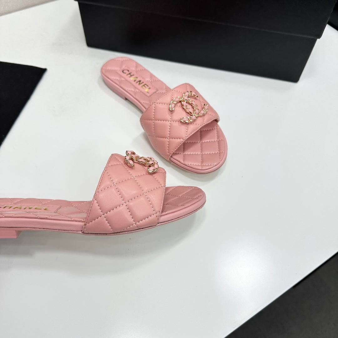Chanel 2026 Double C Quilted Sandal Tweed Lambskin 894808