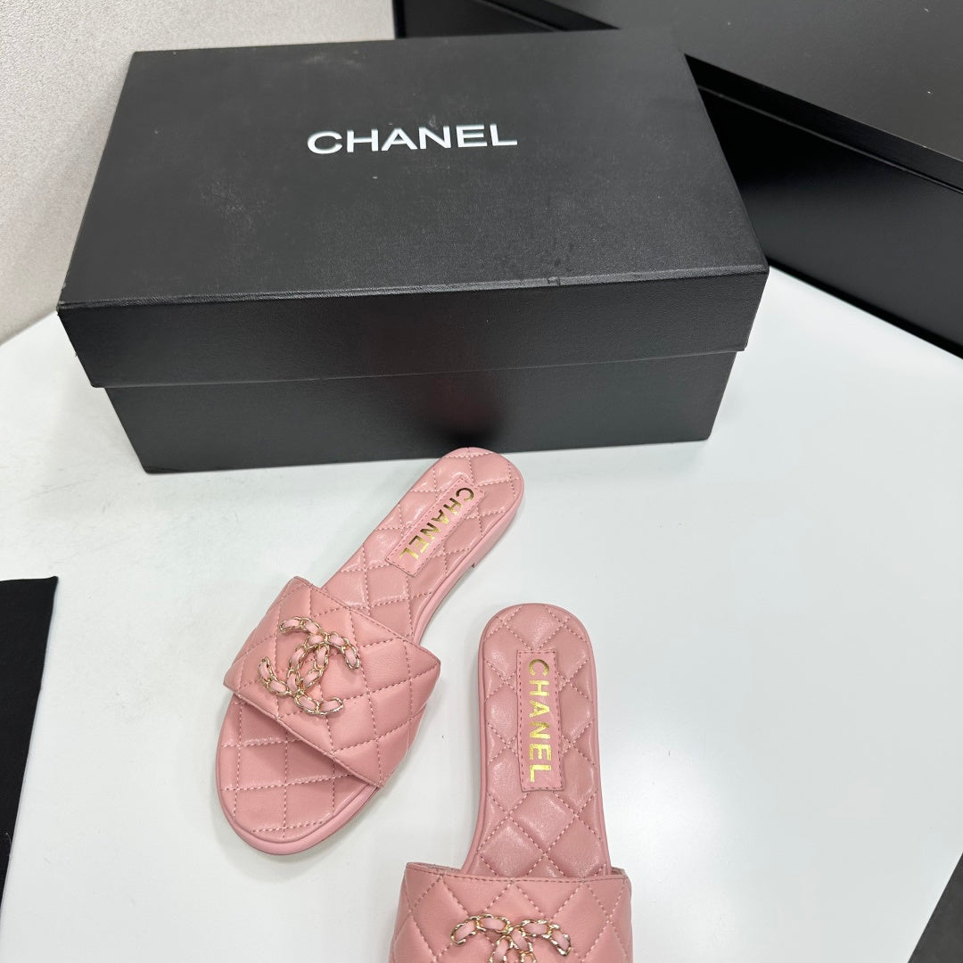 Chanel 2026 Double C Quilted Sandal Tweed Lambskin 894808