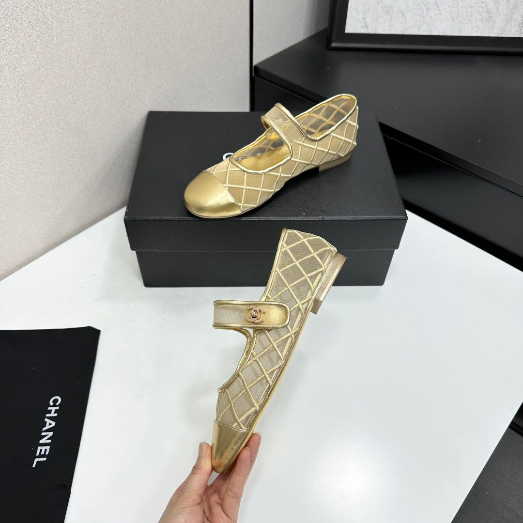Chanel 2026 Mary Jane Ballet Flat Mesh Sheepskin 925879