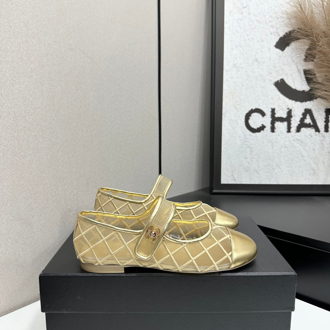 Chanel 2026 Mary Jane Ballet Flat Mesh Sheepskin 925879