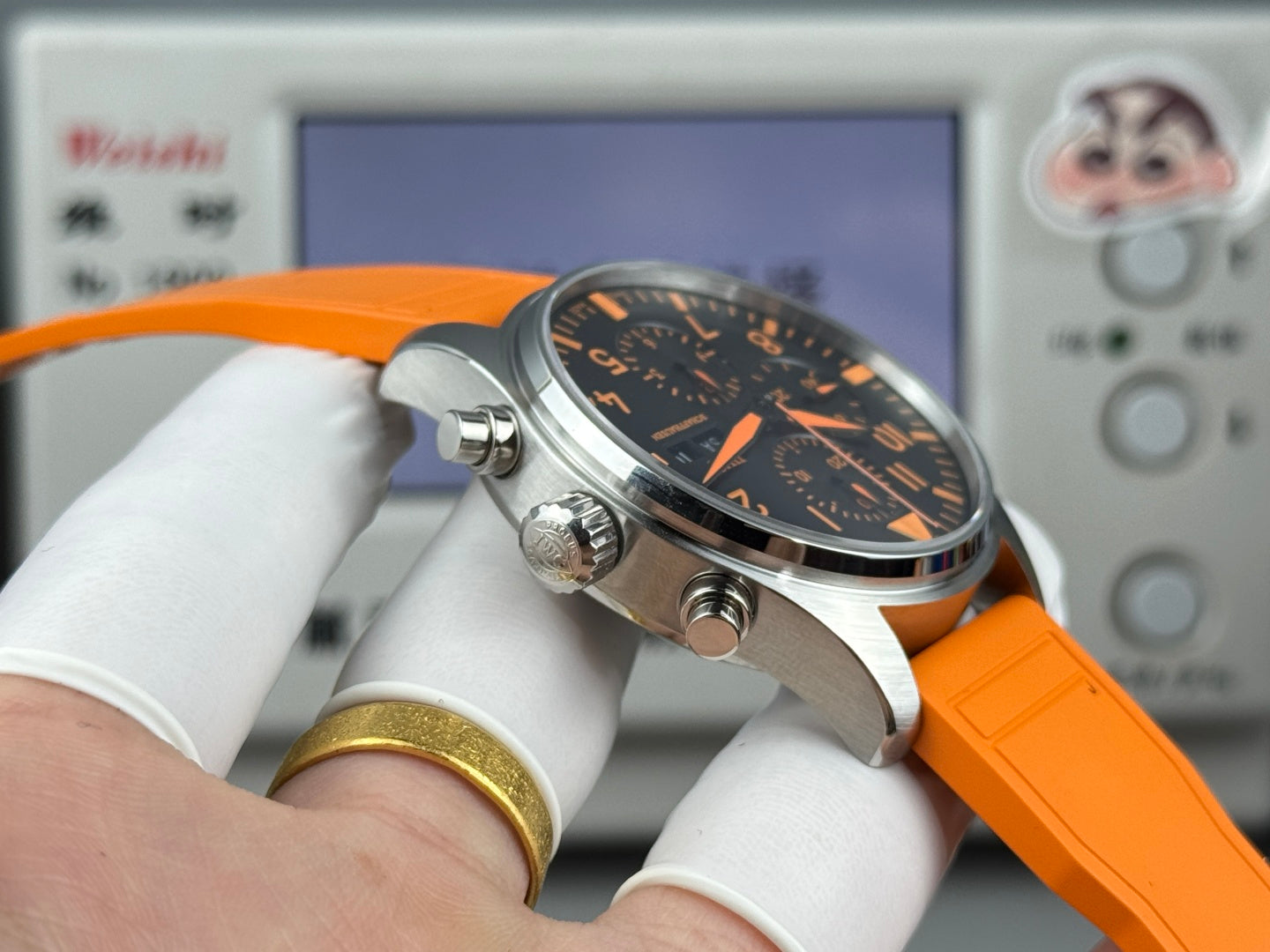 IWC Pilot's Chronograph 41mm Black Dial Orange Rubber Strap