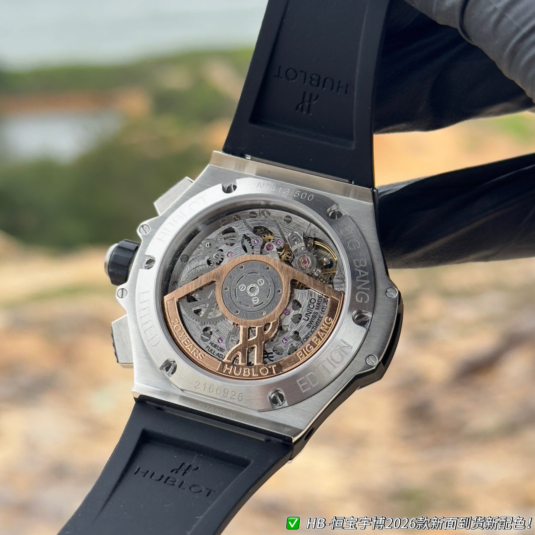 Hublot Big Bang Unico 43mm Titanium Ceramic Black Rubber Strap Watch