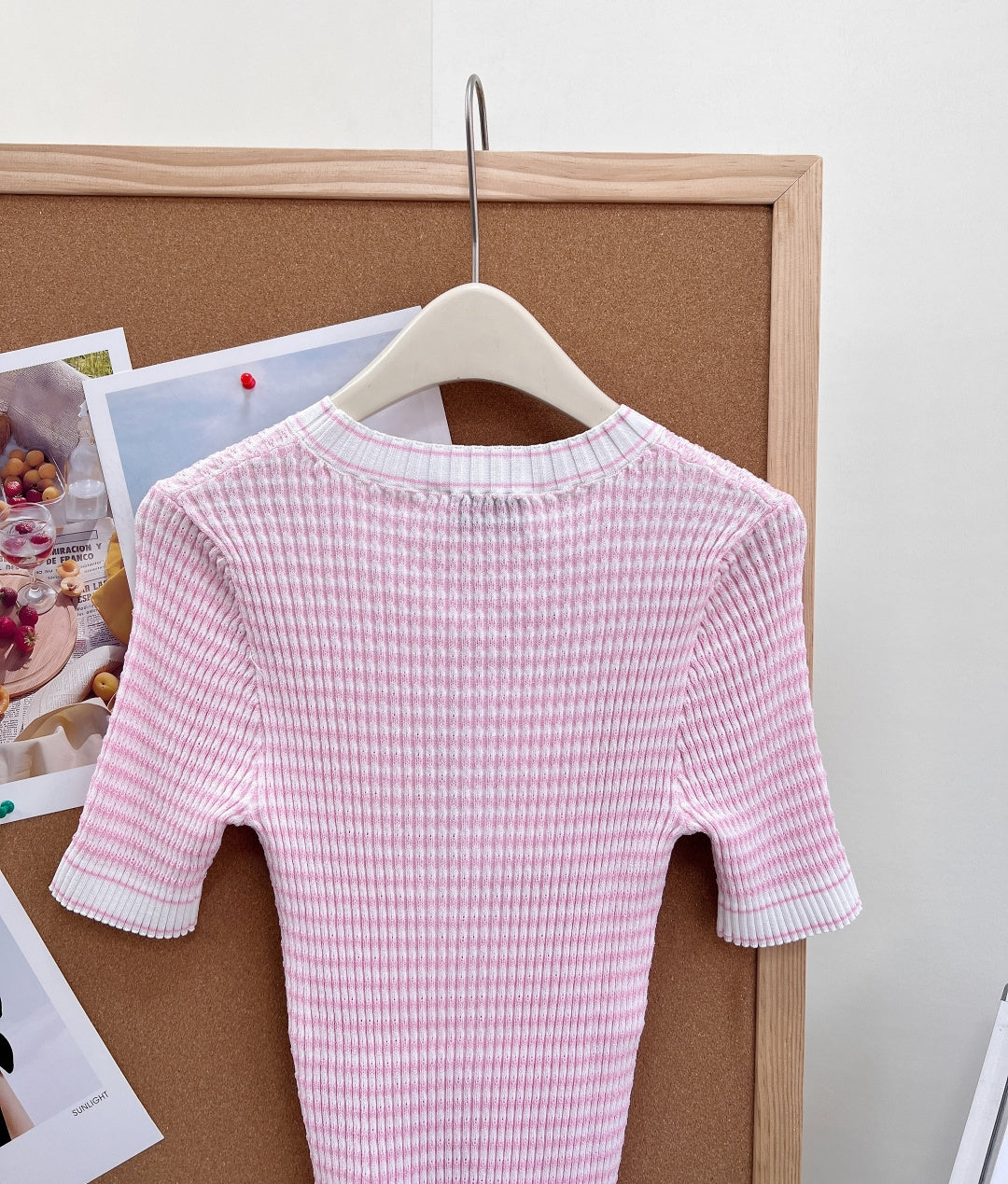 Chanel 2026 Knit Short-Sleeve T-Shirt White Pink Tencel 463388