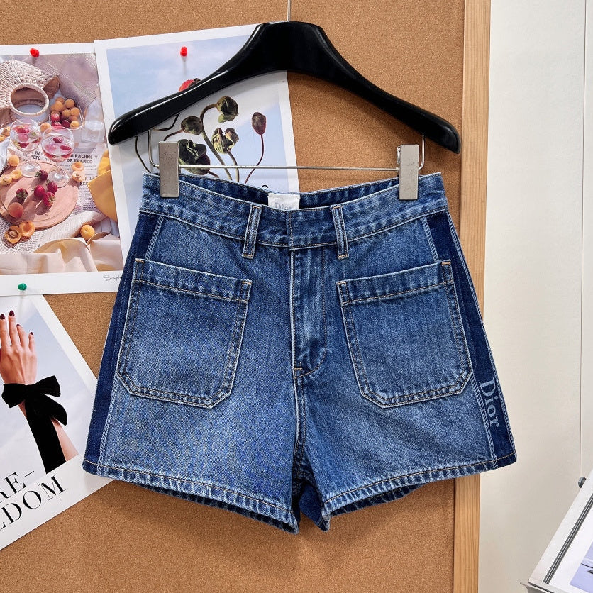 Dior 2026 Side-letter Cargo Denim Short Blue Cotton 704815