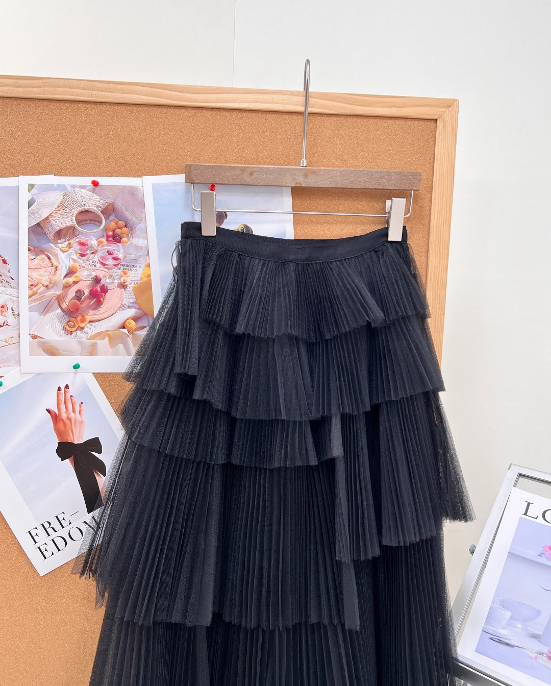 Dior 2026 Layered Skirt Black And Pink Mesh Cotton 737486