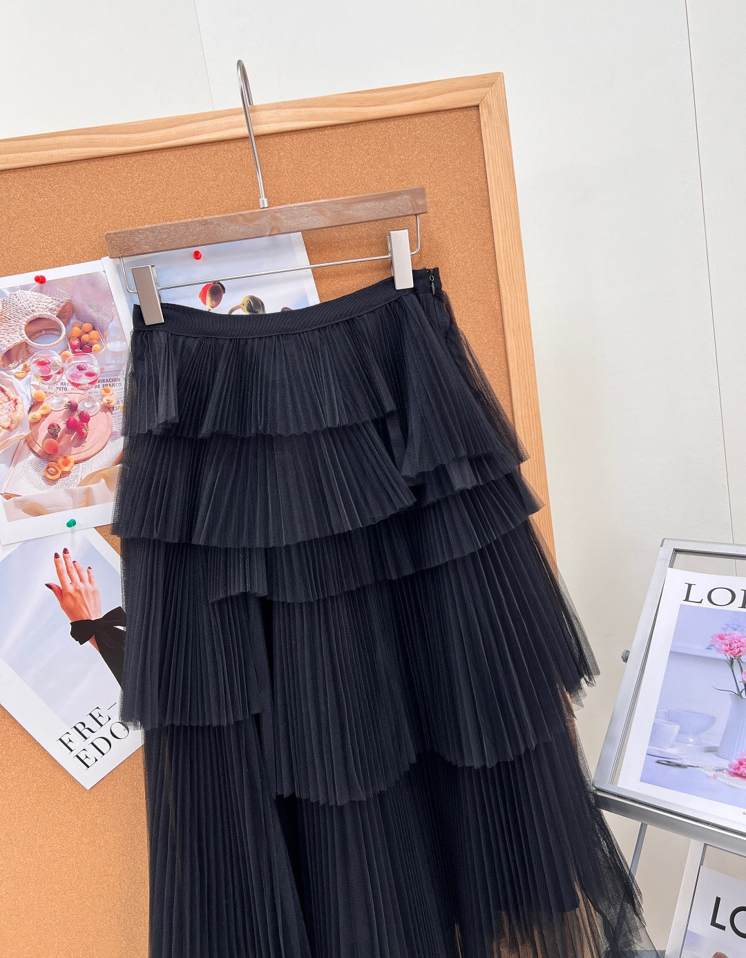 Dior 2026 Layered Skirt Black And Pink Mesh Cotton 737486