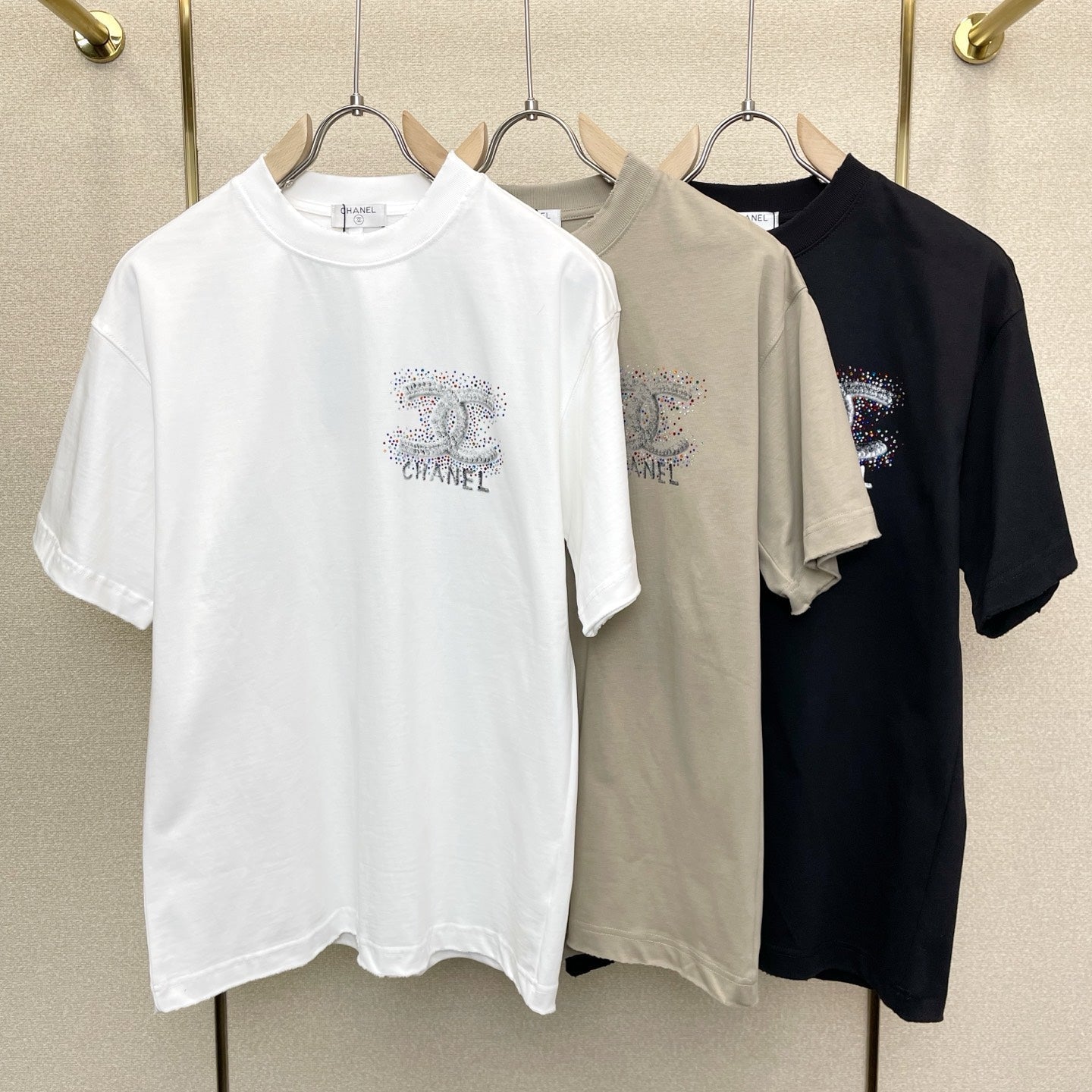 CC 2026 Short Sleeve T-Shirt Rhinestone Cotton 150799