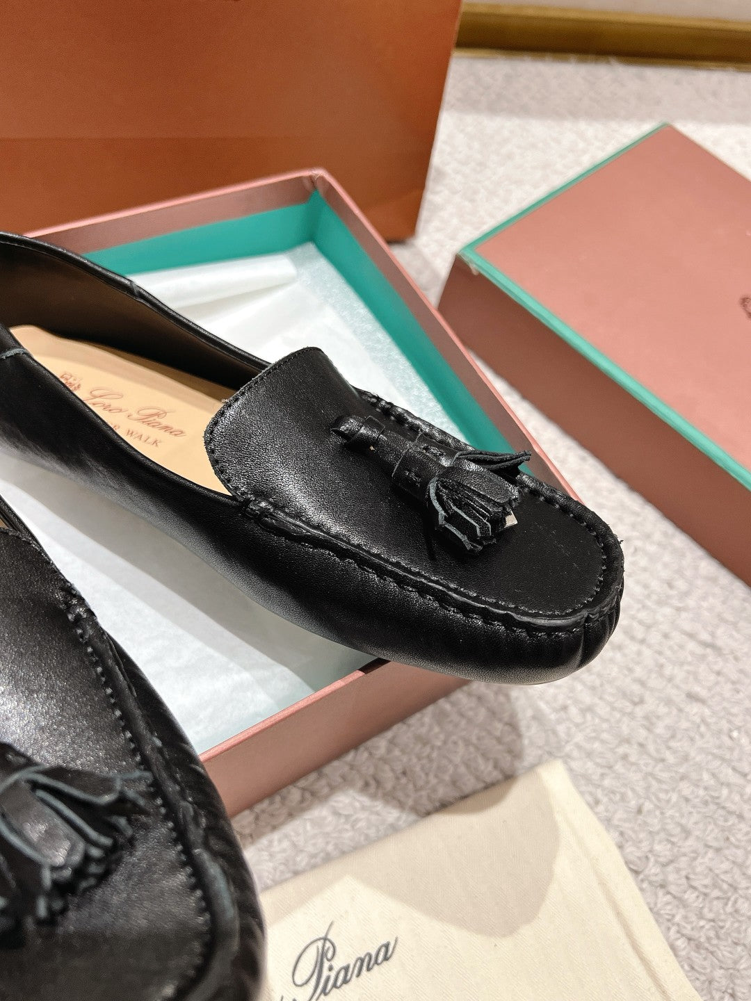 LP Dot sole walk mocassinown Black Leather 215006