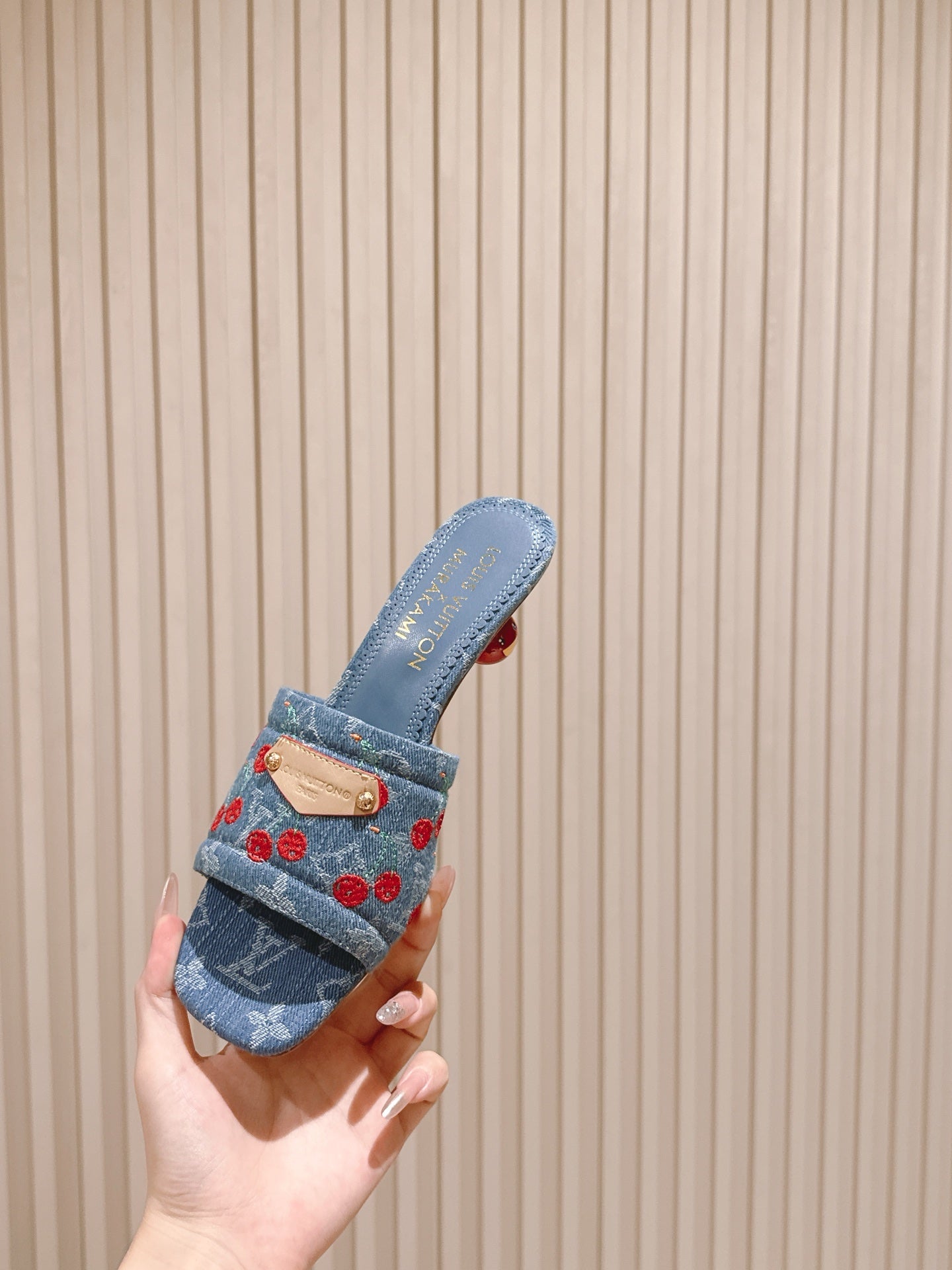 LV 26ss Slippers 45 Blue Denim Leather 656924