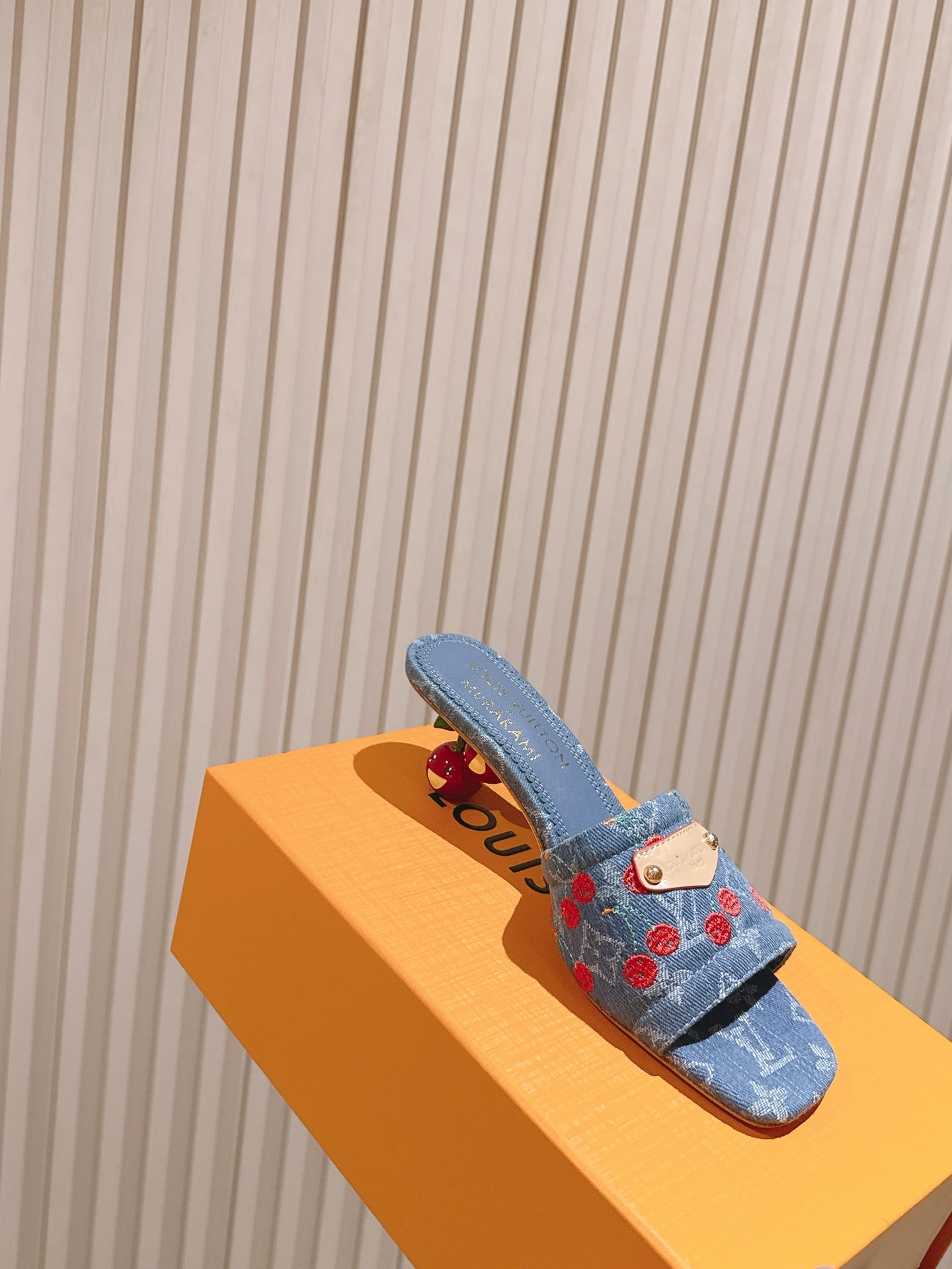 LV 26ss Slippers 45 Blue Denim Leather 656924