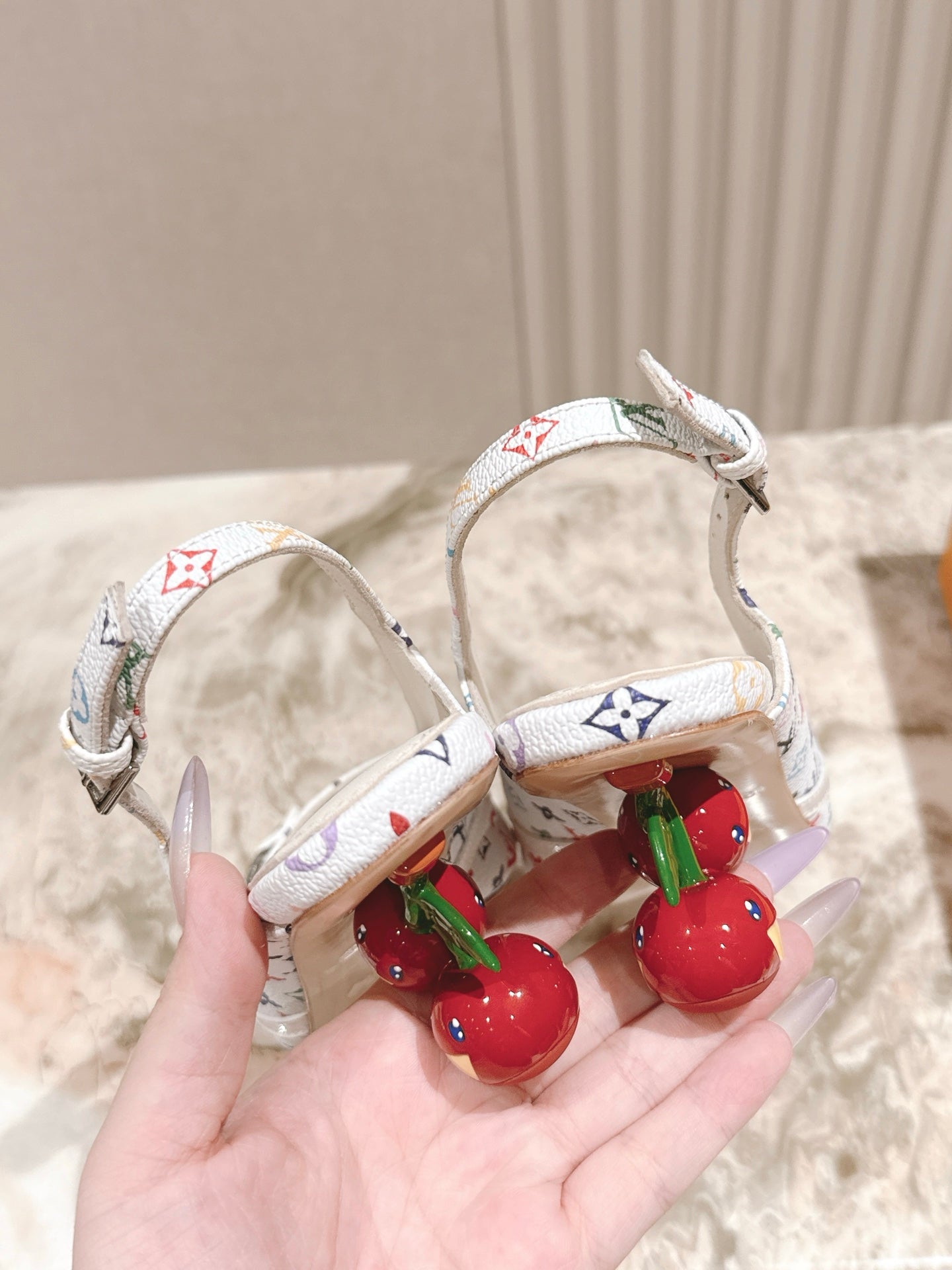 LV 26ss Slingback 45 White Multicolor Cowhide 656935