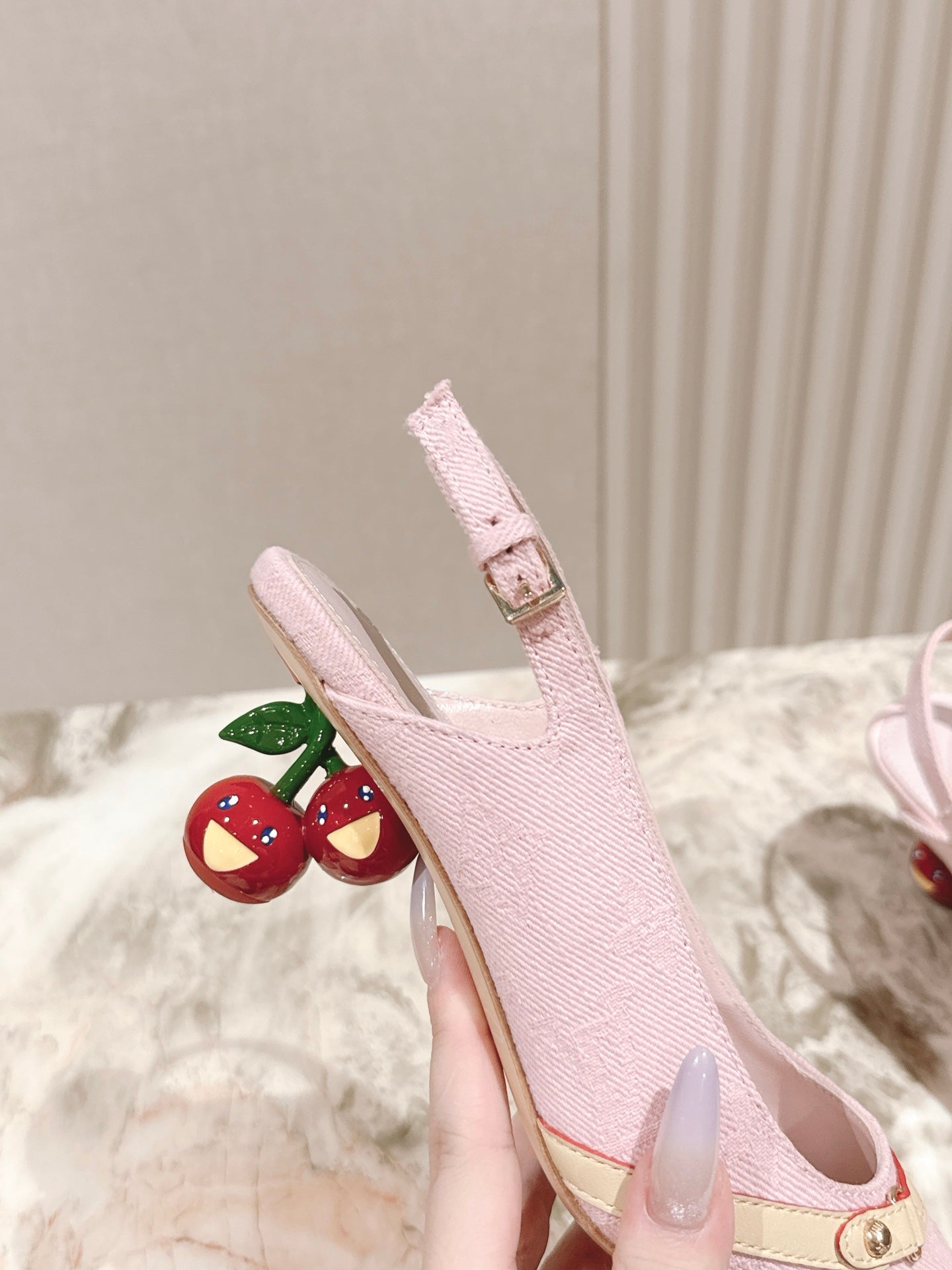 LV 26ss Slingback 45 Light Pink Denim 656936