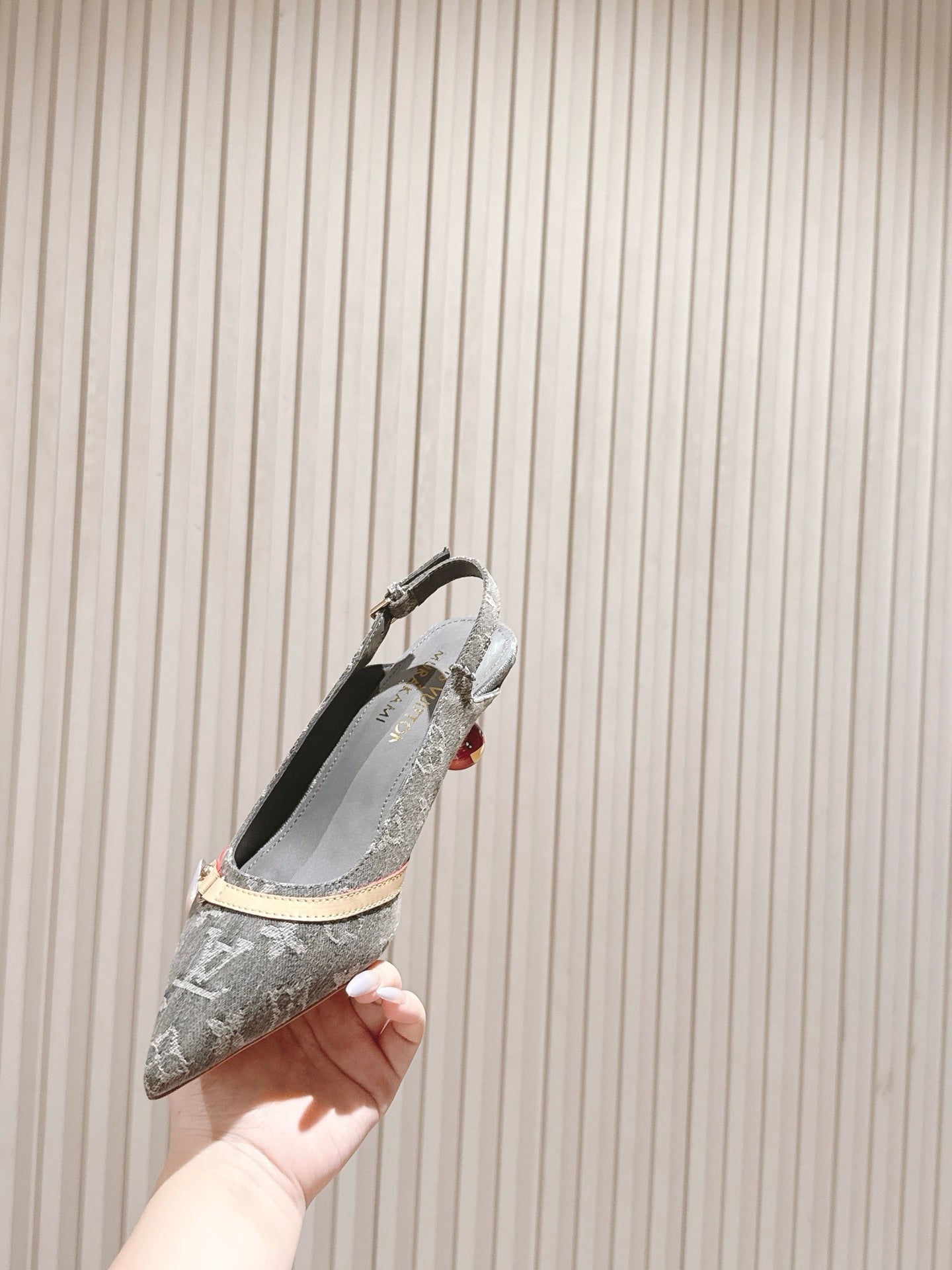 LV 26ss Slingback 45 Dark Gray Denim 656937