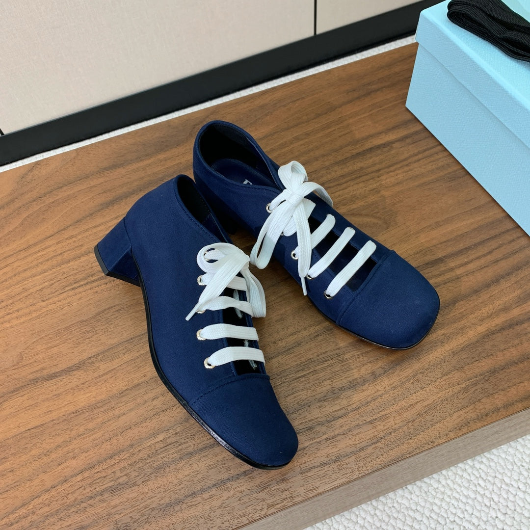 PRA 26S Chunky Heeled 40 Dark Blue Canvas 606370