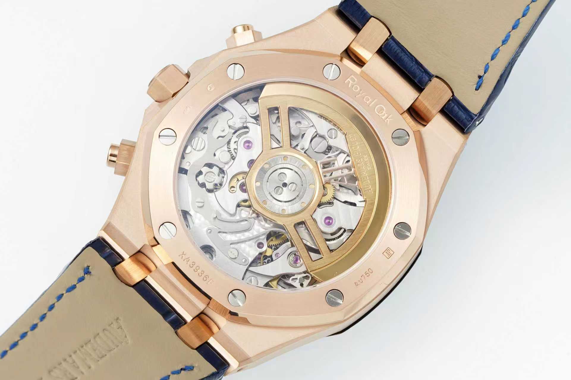 Audemars Piguet Royal Oak Chronograph 41mm Rose Gold Blue Leather Strap