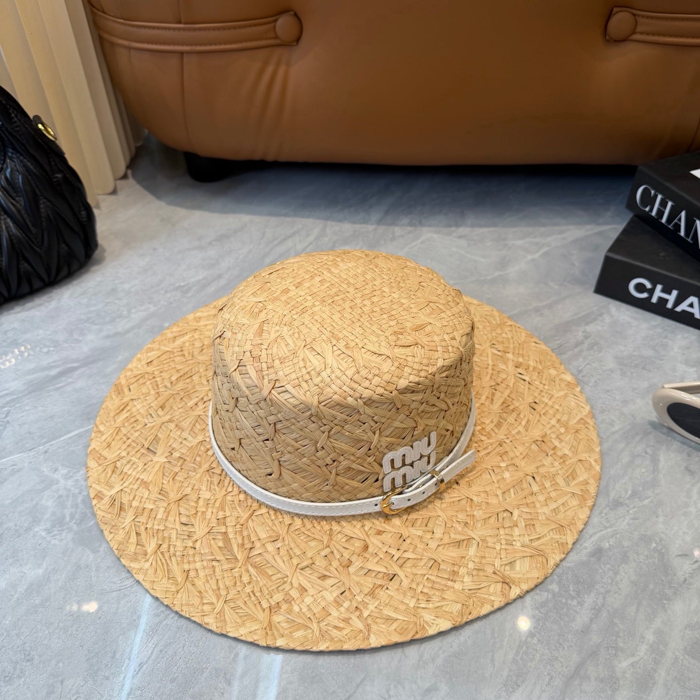 Miumiu Straw Hat Raffia Woven 323664