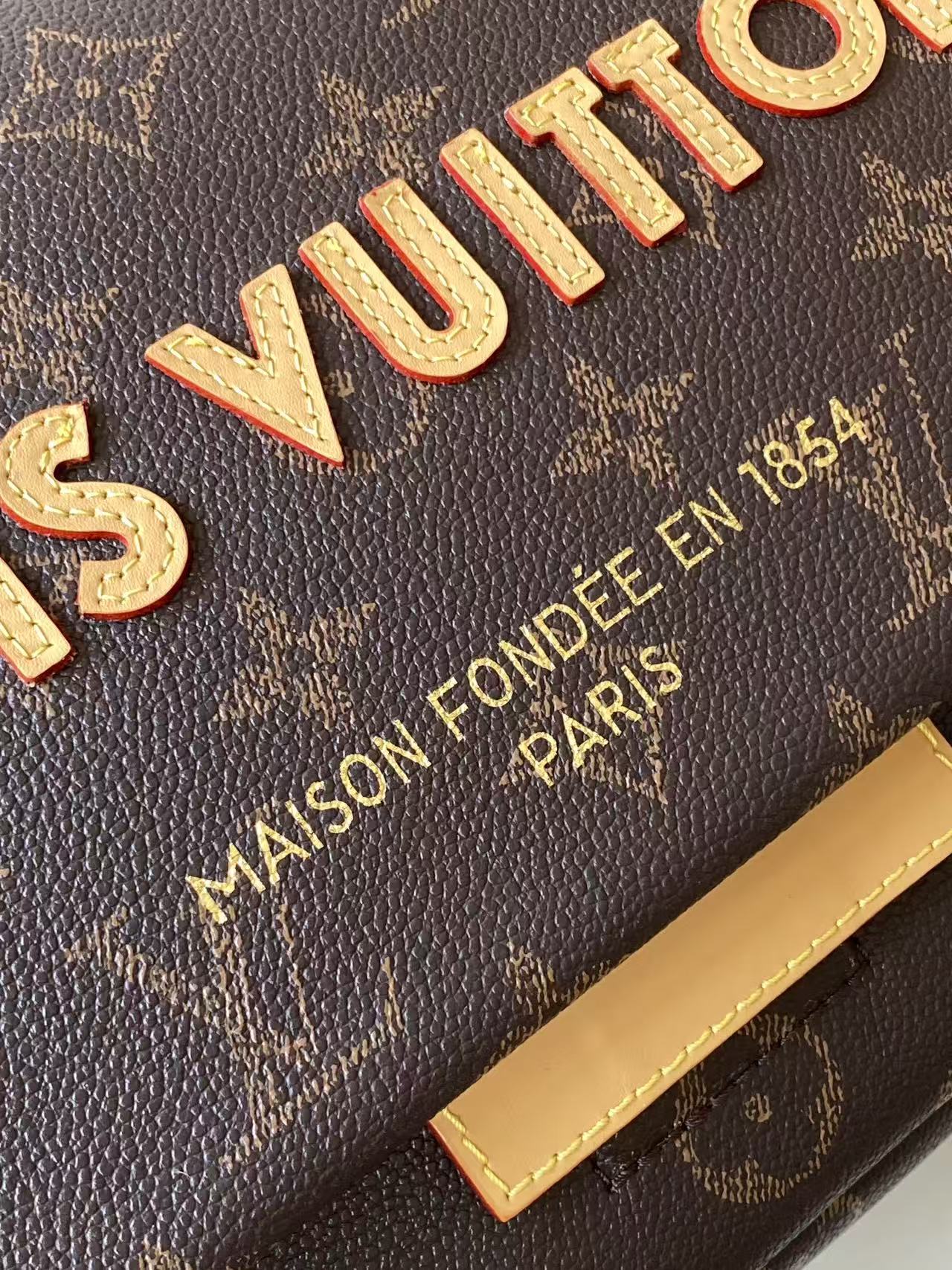 LV 2026 Take Out Messenger Bag 32cm Brown Beige Monogram Coated Canvas